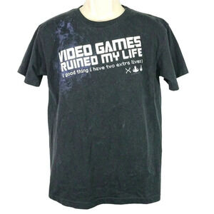 Delta Video Games Crewneck T-Shirt Boys Girls Size XL Black Cotton Short Sleeve